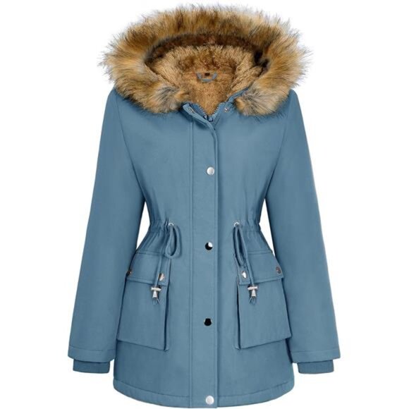 Womens Winter Coat Warm Thicken Puffer Jackets Blue - Picture 1 of 5